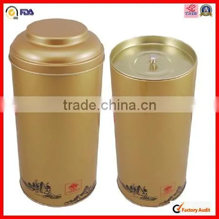 small round tin metal tea packaging box