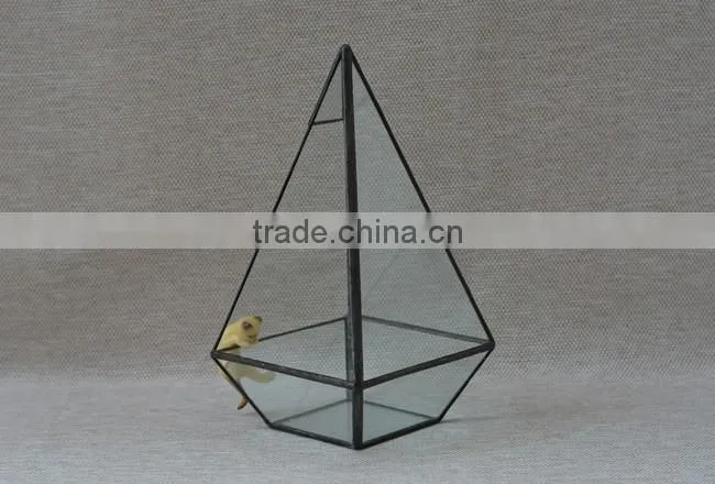 Indoor decor clear plant container hanging geometric glass terrarium