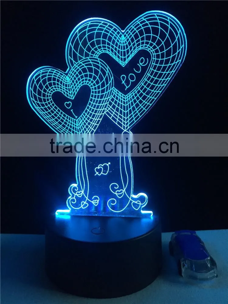 2017 Amazing Valentine's Gift Romantic night light acrylic 3d led lamp