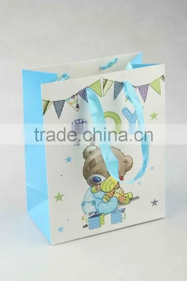 Printed Foldable Gift Bag With Bear Pattern/ Shopping Paper Bag