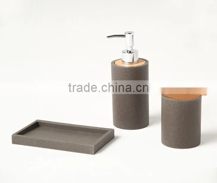 New fashion gray resin sandstone imitation marble Bath Accessories set