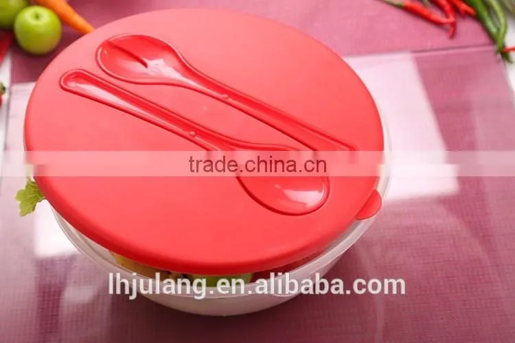 Plastic transparent salad bowl /Wholesale big plastic salad bowl set with lid