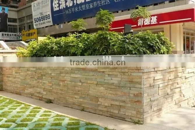 Mixed pink color natural slate stone square shaped