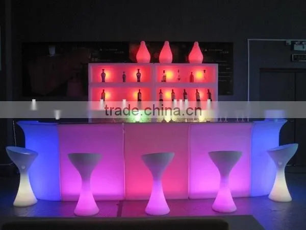 Plastic illuminated led bar counter for hotel or wine bar using
