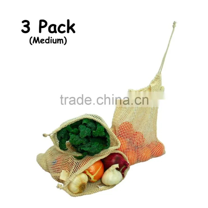 Eco Friendly Organic Cotton Mesh Reusable Produce Bags
