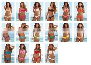 Solid Black Classic Bandeau Top Side Band Scrunch Bottom Swimsuit