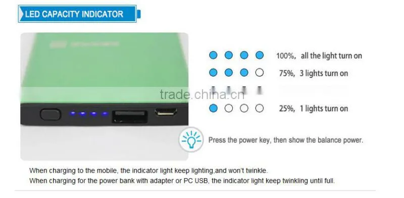 5000mAh Hot Selling Ultra Thin Power Bank With Power Switch