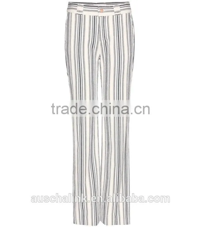 OEM service new style woman fashion stripe linen trousers