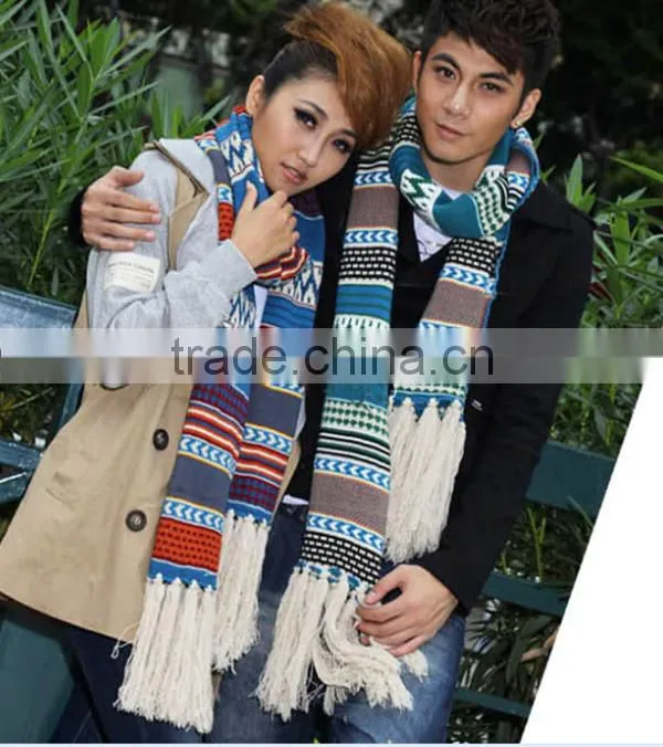 New design Bohemia nation style beautiful super long scarf with tassel warm knit lovers fashion scarves