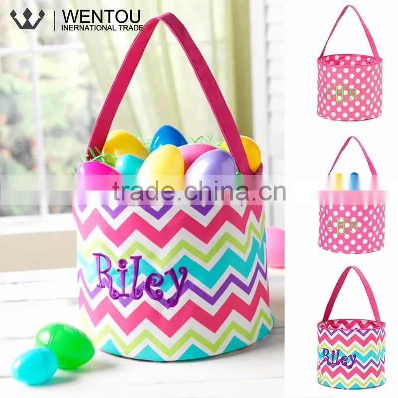 Monogrammed Chevron Polka Dot Easter Trick Or Treat Bag