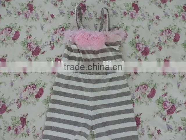 Hot sale romper baby girls clothing fashion sleeveless cherven stripes cotton tops romper 2016 summer vacation kids