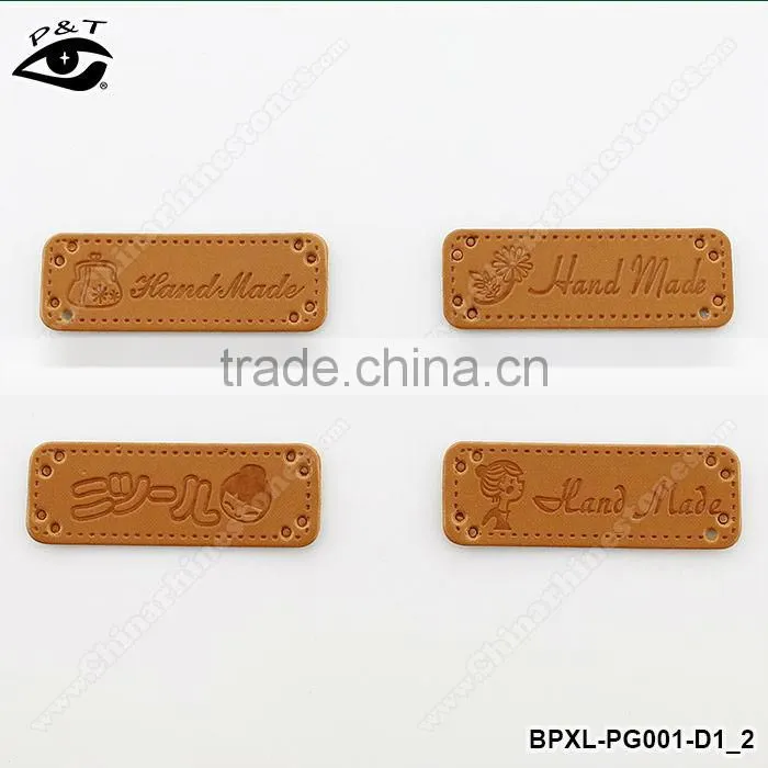 Sewing accessories rectangle shape handmade PU leather labels for jeans DIY bags handbag purse