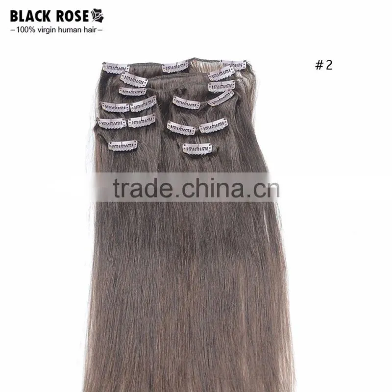 8A Wet and Wavy Virign Brazilian Hair African American Clip in Human Hair Extension