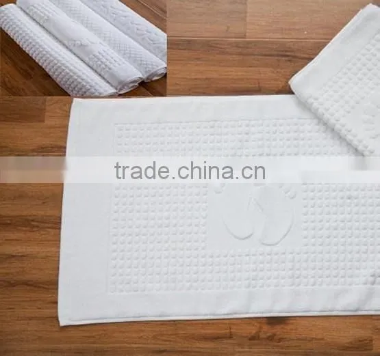 white cottoncustom woven logo hotel bathroom rugs