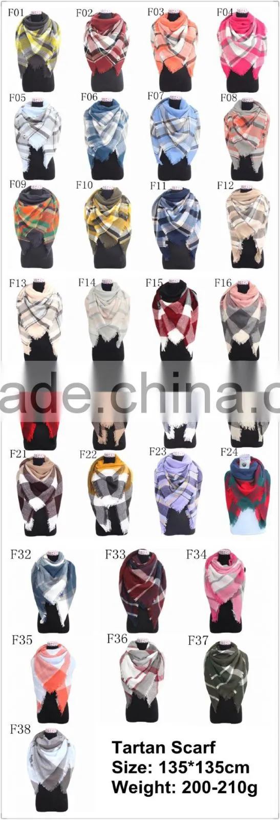 Women Winter Grid Check Tartan Poncho Cape Coat Reversible Scarf Shawl