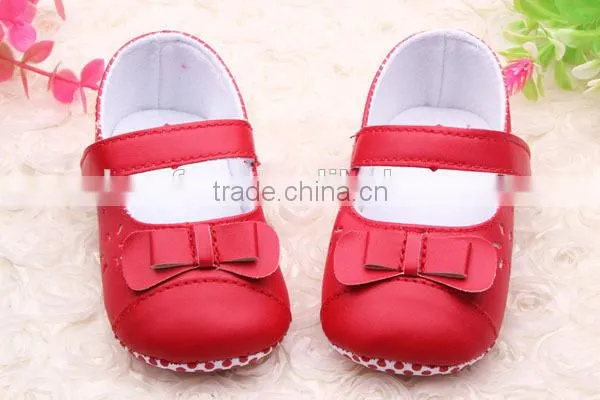 PU Leather Princess Bow Girls Kids Newborn Baby Flat First Walkers Shoes