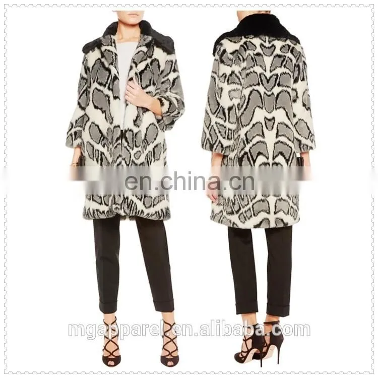best selling printed long faux fur coats women made in china