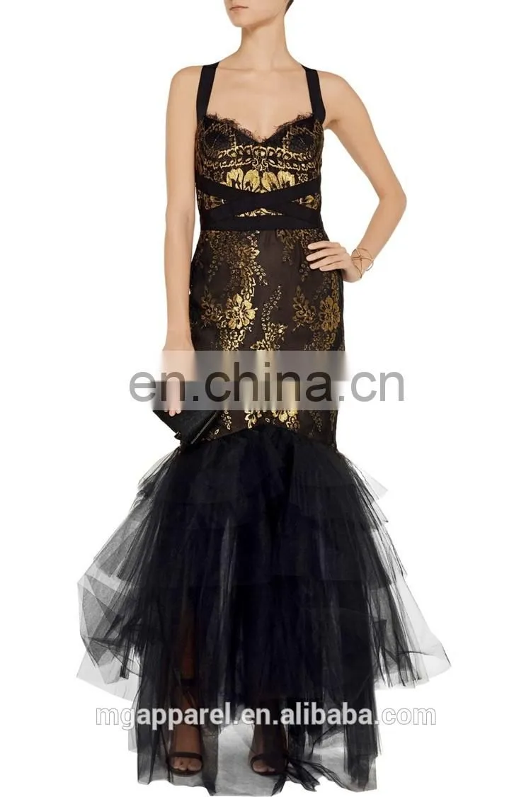 ladies long evening party dress black lace mermaid evening gowns