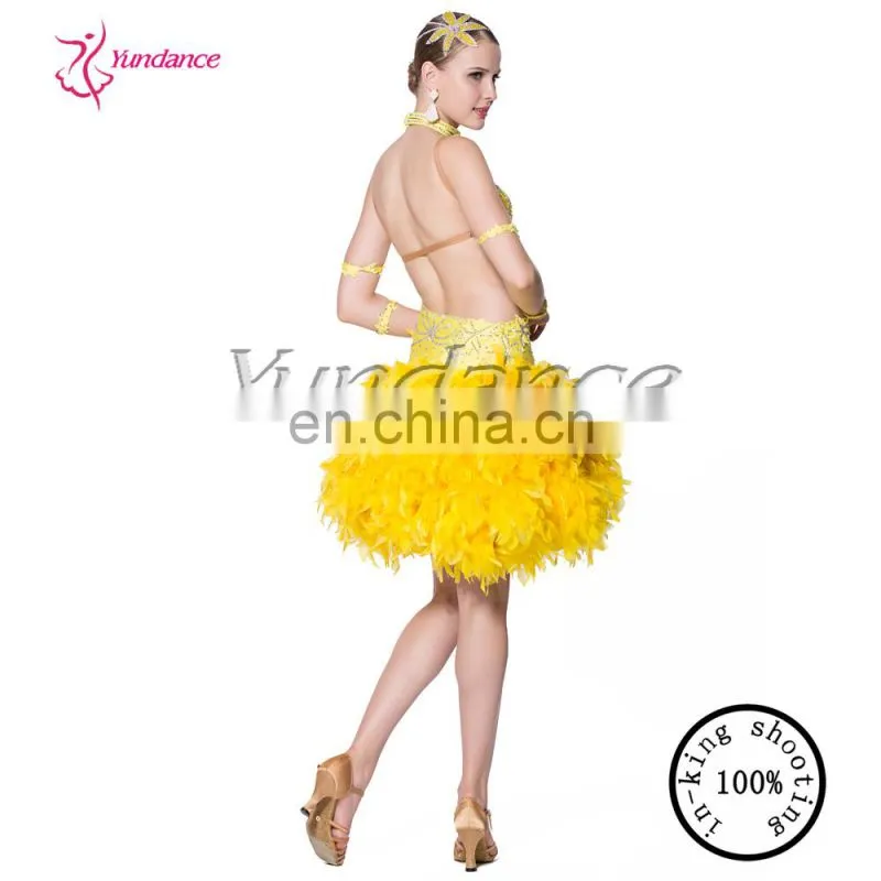 Fashion Yellow Girl Dance Clothing Dance Dress 2016 L-1033