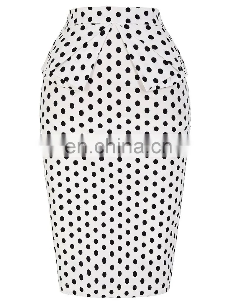 Grace Karin Occident Women's Hips-Wrapped Vintage Retro Cotton Polka Dots Skirt CL008928-9
