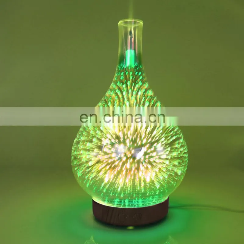 2018 New product oem rechargeable aroma essential oil diffuser 3d glass electric aroma diffuser