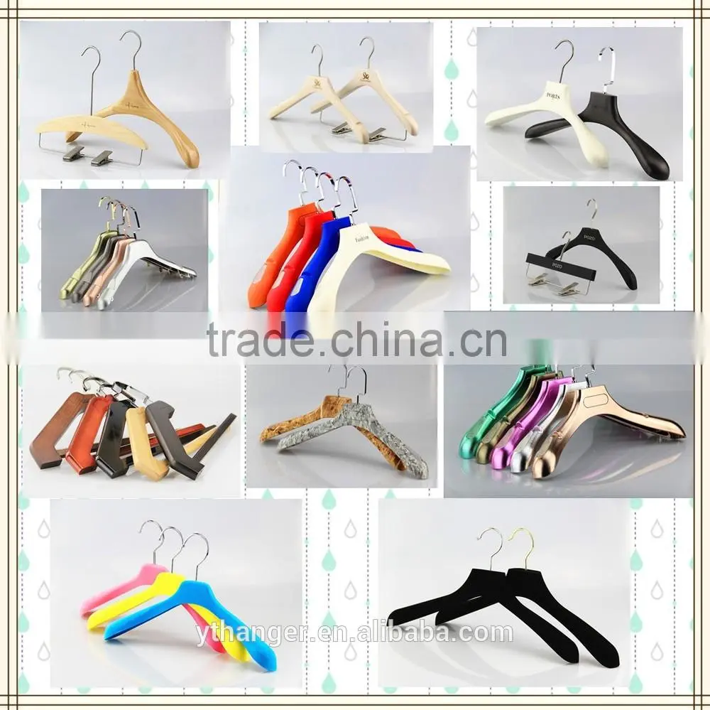 fashion long hook wooden hanger and pants hanger for clothes
