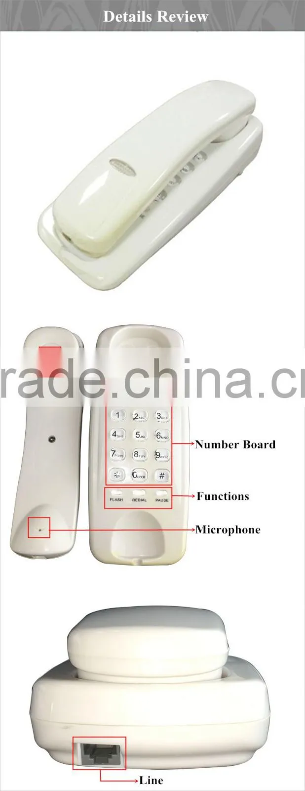 Cheap OEM Wall Mount Trimline Analog Telehone