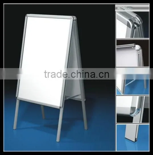 Aluminum poster board stands_Shops metal double sides pop display sign stand manufactuer