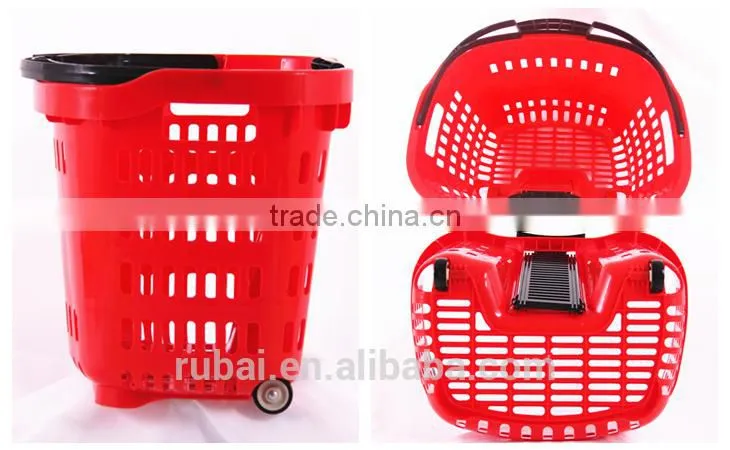 New Design Supermarket Shopping Basket With draw bar