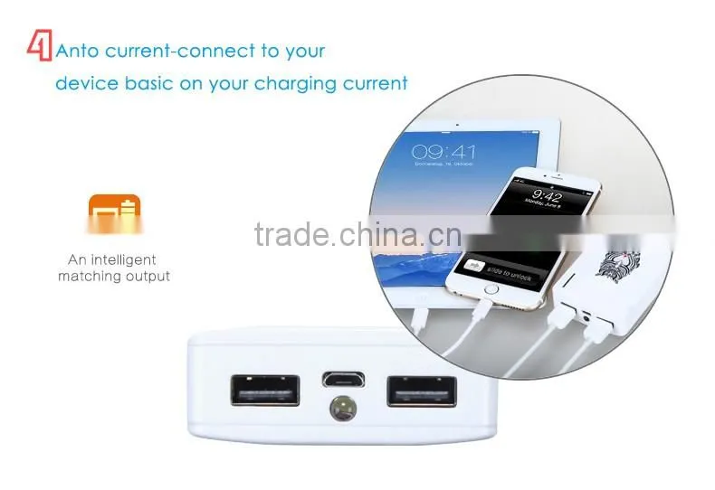 2016 New Quick Charge Portable Smart Dual USB Power Bank 9000mah