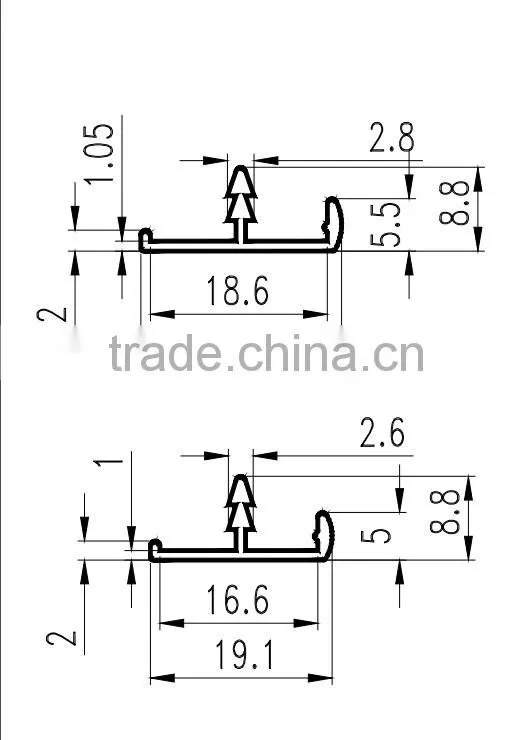 Small aluminum extrusion profile for decoration T shape profile