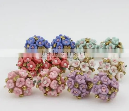 Fashion Beautiful Colorful Ball Stud Earrings Latest Style Flower Earrings For Girls