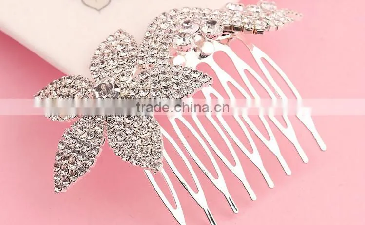 Fancy bridal head piece rhinestone hair comb high-end hair accessories