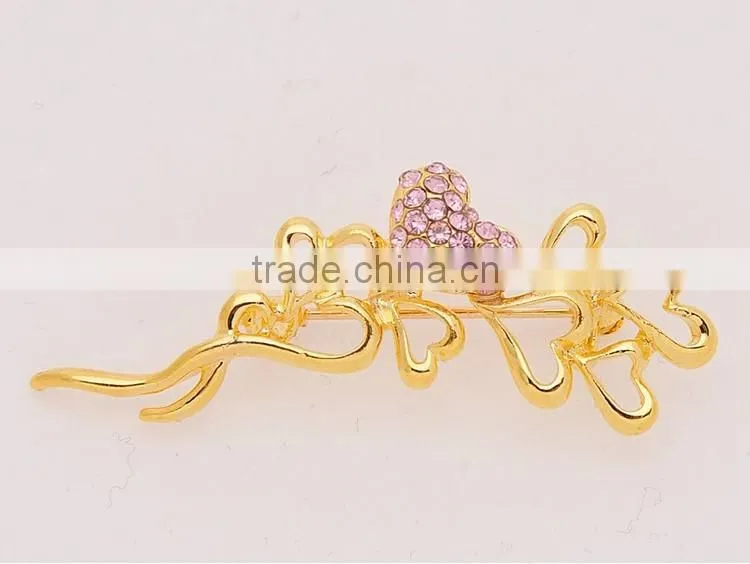Elegant Crystal diamond peach pin brooch gold-plated fashion scarf buckle