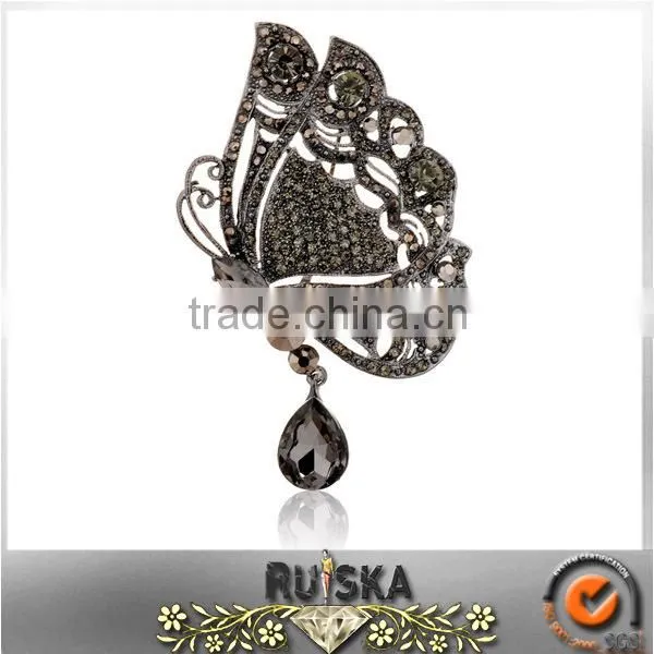 Black Color Insect Wing Shape Brooch