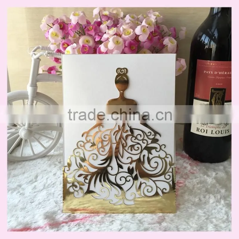 luxury wedding invitation cards for christening , quinceanera event ,factory price birthday greeting card with RSVP card
