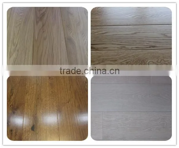 American oak solid wood stair tread with white brushed surface