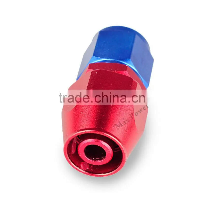 Aluminum oil cooler fitting straight swivel hose ends adapter blue and red 40-001-08