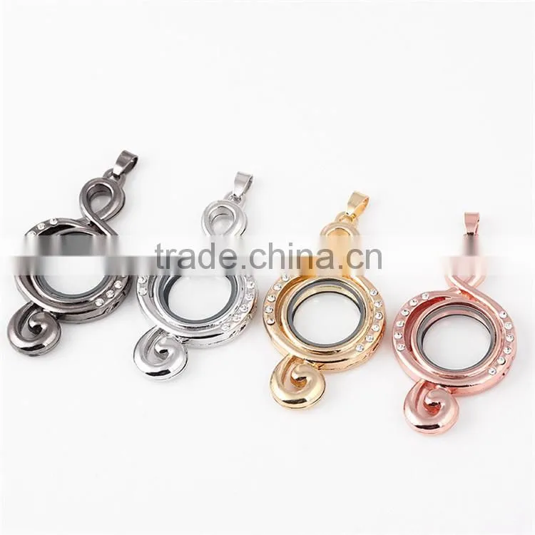 2015 Lastest Zinc Alloy Rhodium Plated Floating Lockets Wholesale