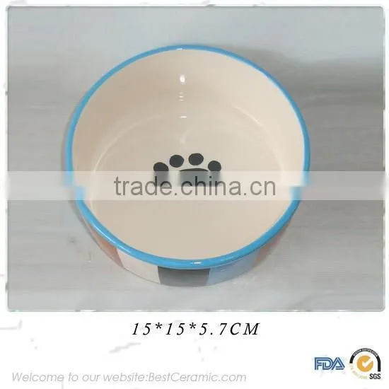 2015 lovely footprint design ceramic pet bowls,ceramic dog bowls,ceramic cat bowl
