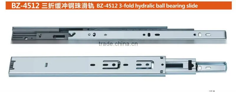 45mm 3-fold full hydraulic ball bearing drawer slide