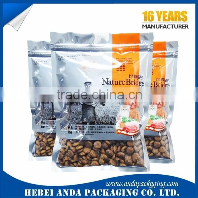 2016 Alibaba Hot Sale Aluminum Foil Dog Food Packaging Stand up Bags