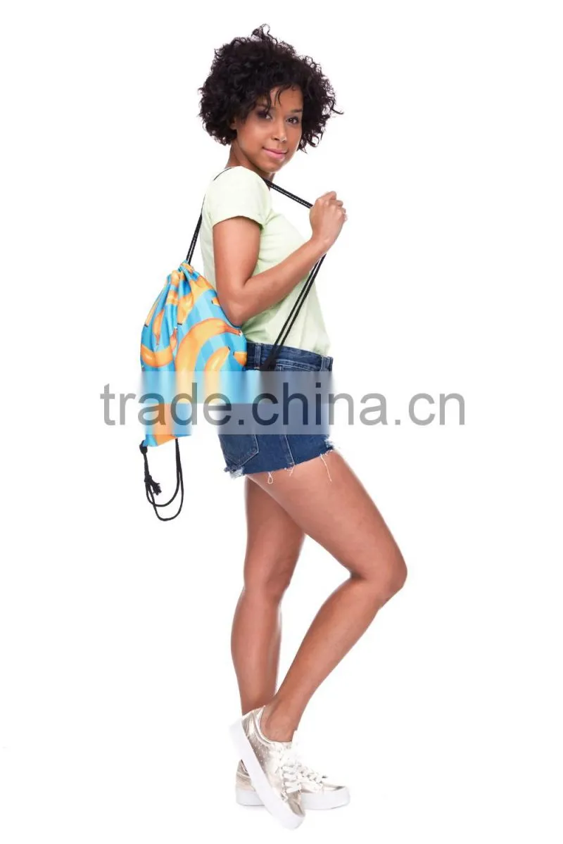 New Design 3D Printed Banana Custom Produce Blue Drawstring Bag