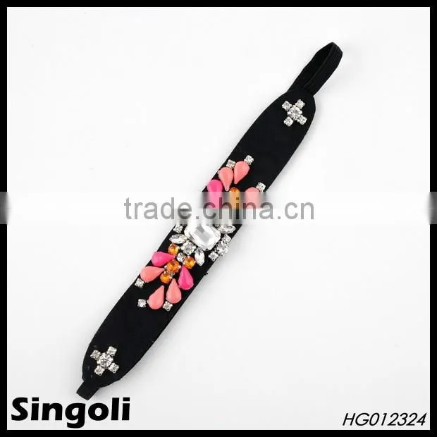 Beaded Floral Headpiece, Bohemian Headband, Boho Fashion Seed Bead Applique Headband, Flower Hairband with color Beading