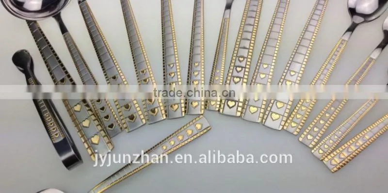 Golden stainless steel cutlery sets spoon fork knife with low price-- direct factory in Jieyang