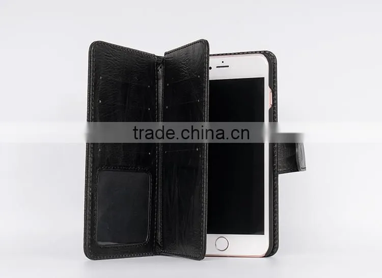 Personalized mobile phone wallet card holder leather case for i6 plus