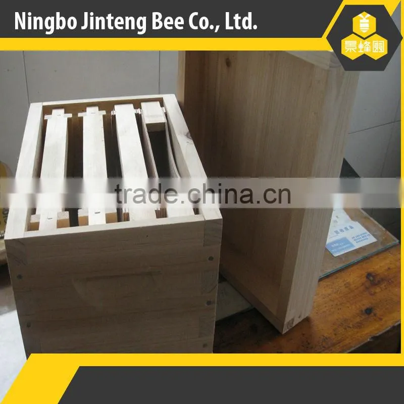 Mating beehive pine wooden frame with foundation