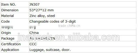 JN307 3 Digits Combination Pad Lock