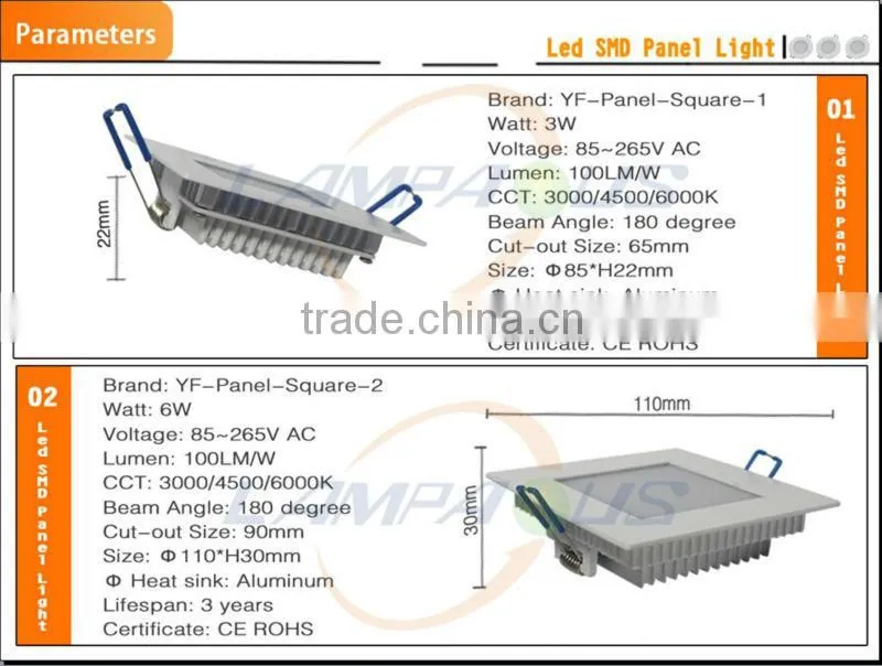 1800lm 18w power SMDs led panel light ceiling warm day cool white ultraslim led panel lampe spot