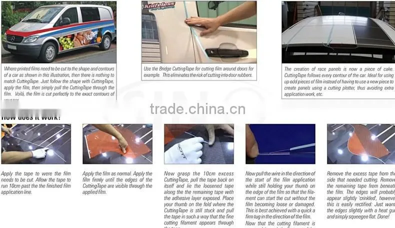 SINO 5mm*50M Paypal Payment 3M Knifeless Tape For Car Wrapping Application Tools